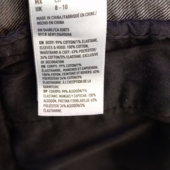 American Eagle Ladies Hoodie Sweat Jeans Jacket in Slack (S) - Picture 10 of 15